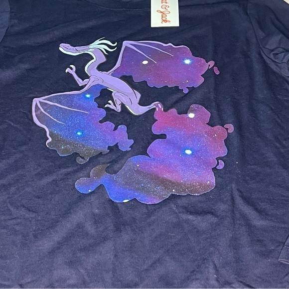 Cat & Jack Boy's Lightweight Navy LS T-Shirt w Purple Multicolor Dragon. NWT! - Picture 5 of 6